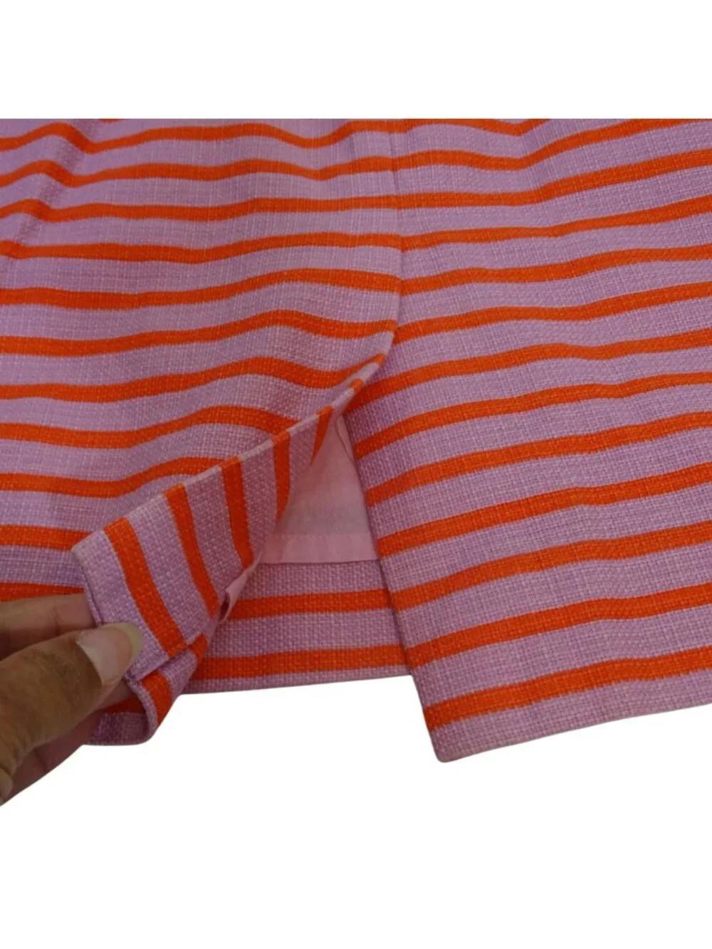 J Crew The Pencil Skirt Women Size 12 Purple Orange Stripe Cotton Office Preppy
